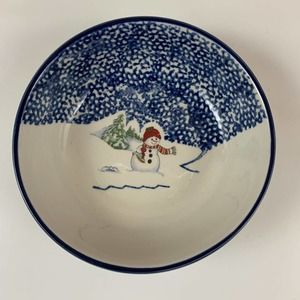 Vintage 1999, Thomson Pottery Snowman Individual Soup/Cereal Bowl christmas